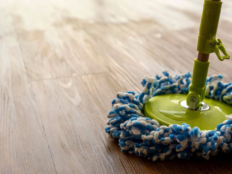 Mopping a luxury vinyl floor